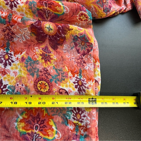 JESSICA LONDON Women’s 16W Long Tunic Colorful SHEER Roll Tab‎  Button Topper - Picture 10 of 15